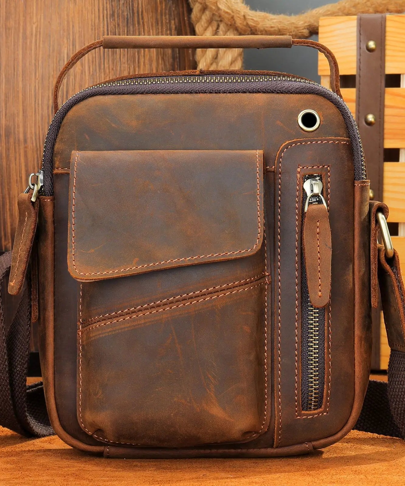 Sacoche cuir homme "SHOULDER"